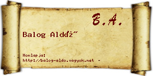 Balog Aldó névjegykártya